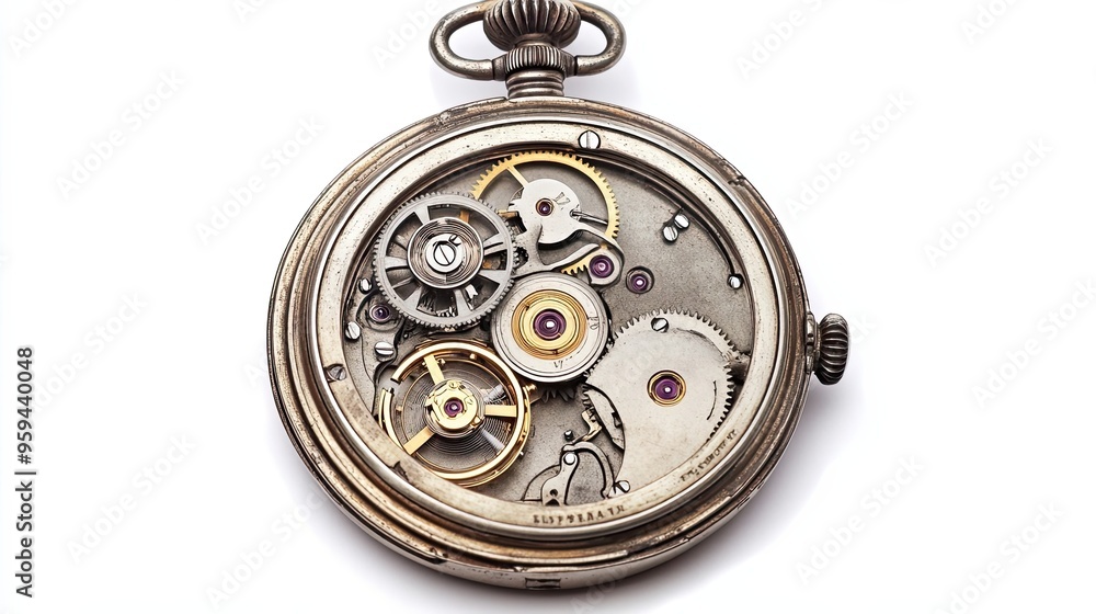 Exposed Mechanical Inner Workings of a Silver Pocket Watch Exposed Mechanical Inner Workings of a Silver Pocket Watch
