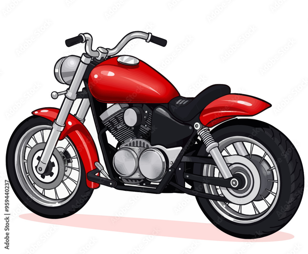 Obraz premium Red Motorcycle with Chrome Details and Engine