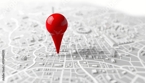 Red Location Pin on White Map