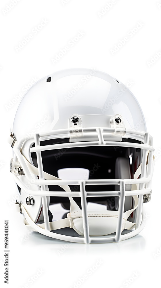 Fototapeta premium White American Football Helmet with Facemask Isolated on White Background