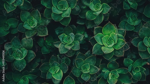 Lush Green Succulent Plant Texture  Closeup  Dark Background