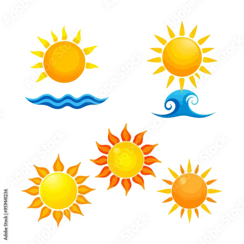Sunny Day Collection: Four Sun Illustrations