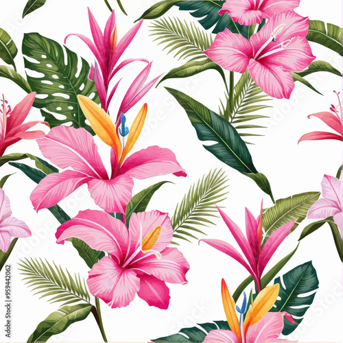 Vibrant Tropical Flower Pattern