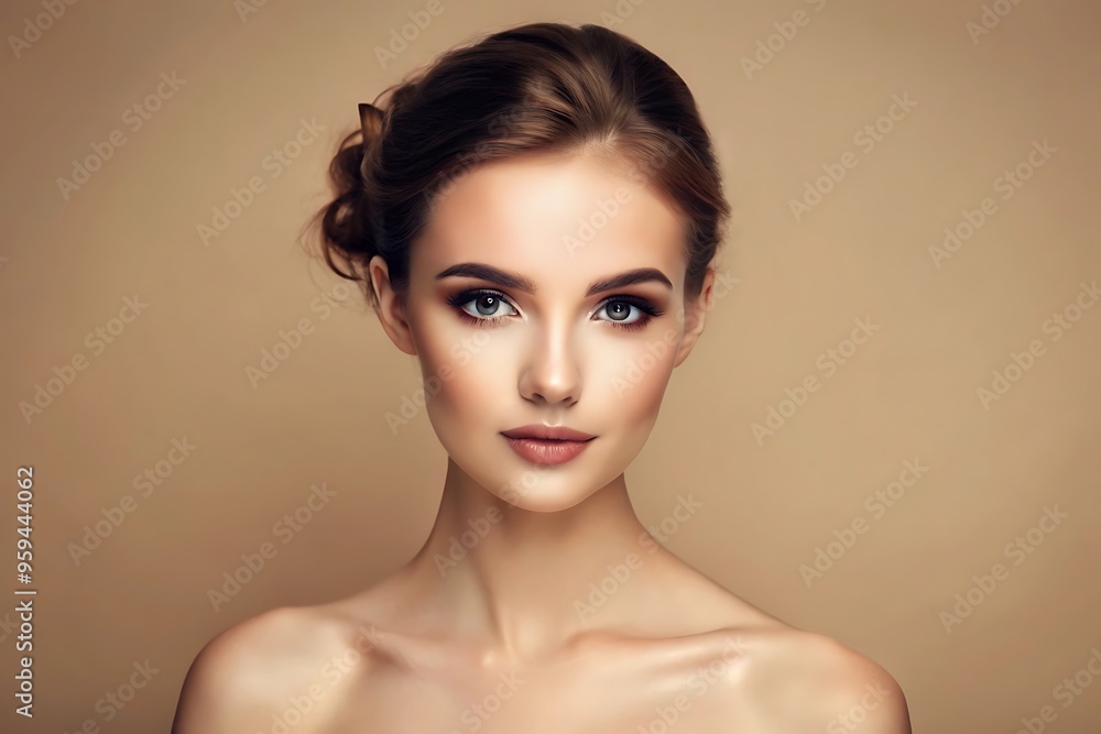 Beautiful Woman with Clear Skin and Soft Makeup. Beautiful Woman with Clear Skin and Soft Makeup.
