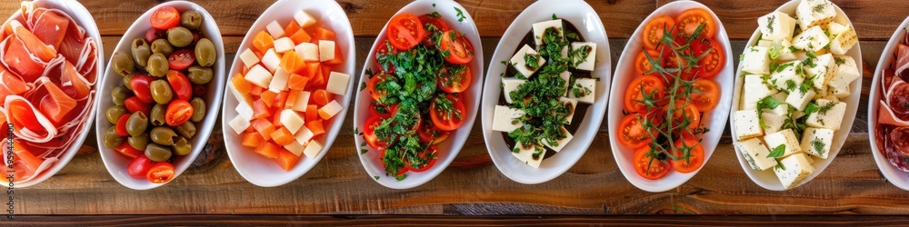 Φωτογραφία Variety of Appetizers including Antipasti, Charcuterie, Cheese, Spicy Olives, Sa