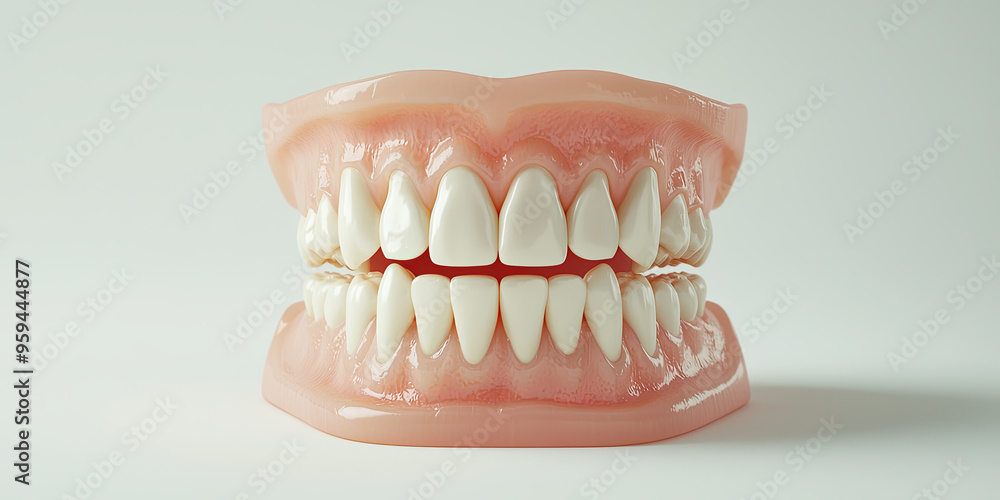 Close up of a dental model on a white background, generative AI Close up of a dental model on a white background, generative AI