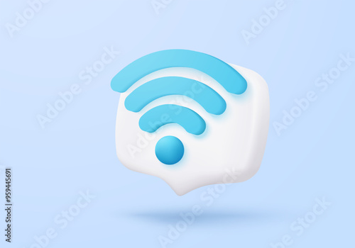 3d icon wireless connect and sharing network on internet. Hotspot access point for coverage. Broadcasting area join with public WiFi. 3d wireless signal simplicity icon vector render illustration