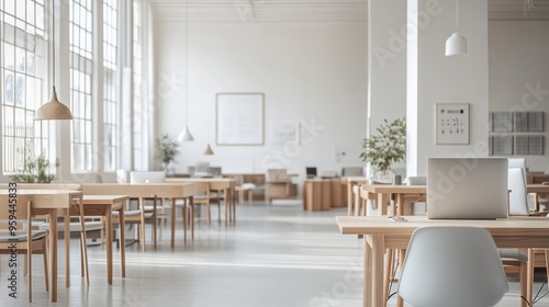 Wallpaper Mural Minimalist Office Space with Clean Lines and Neutral Colors Promotes Focus and Calmness Among Employees, Enhancing Productivity and Creativity. Torontodigital.ca