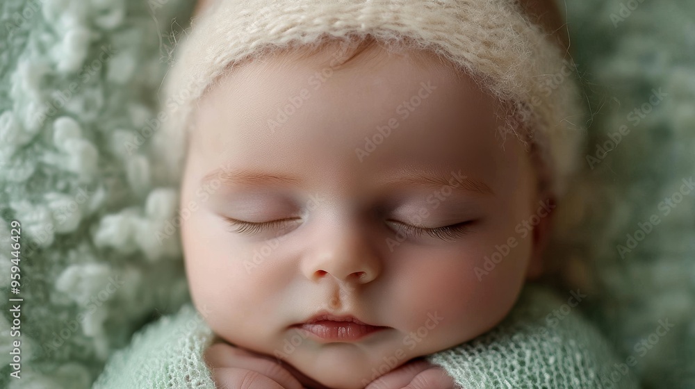Serene Newborn Slumber in Soft Green Glow Serene Newborn Slumber in Soft Green Glow