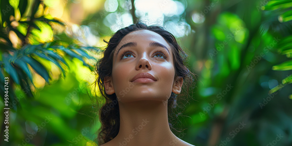 A portrait of a beautiful woman in the jungle, generative AI A portrait of a beautiful woman in the jungle, generative AI