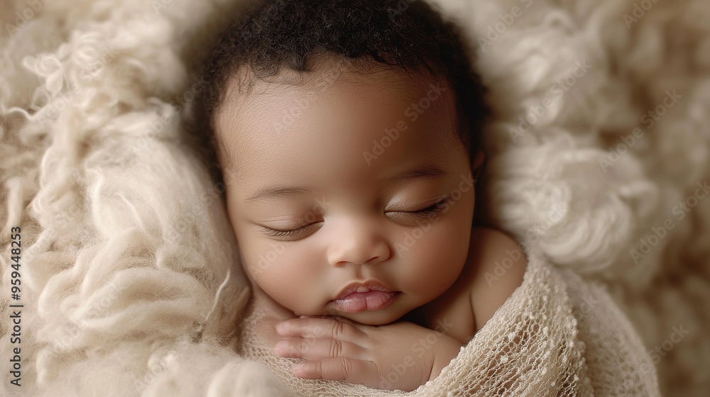 Serene Egyptian Newborn: Close-Up of Innocence in Soft Pastel Tones Serene Egyptian Newborn: Close-Up of Innocence in Soft Pastel Tones