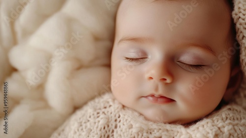 Australian Newborn Serenity: Close-up Portrait in Soft Neutral Lighting Embracing Calm and Innocence