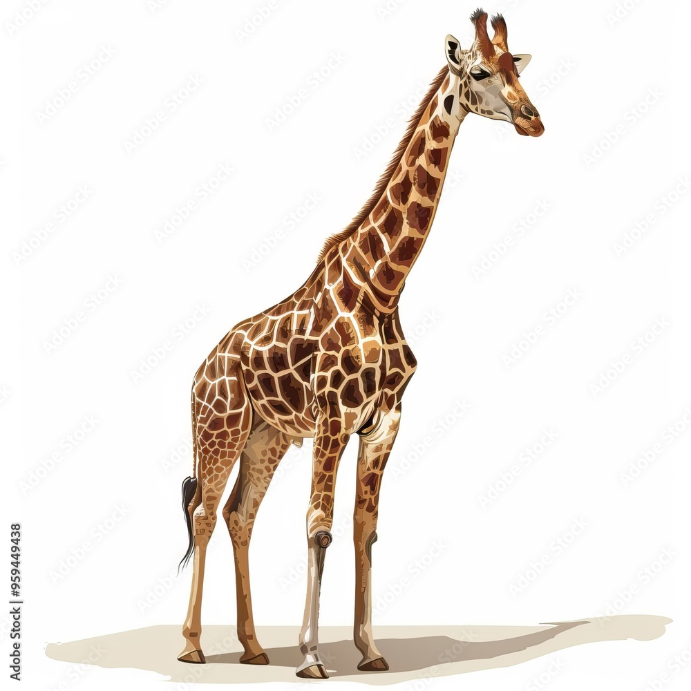 Obraz premium Vector Giraffe Standing Isolated 