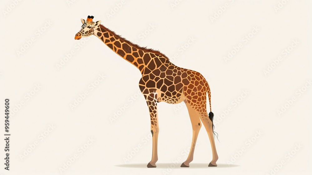 Obraz premium Vector Giraffe Standing Isolated 