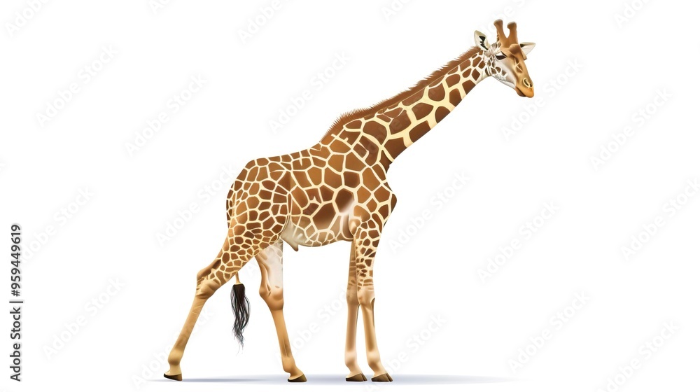 Naklejka premium Vector Giraffe Standing Isolated