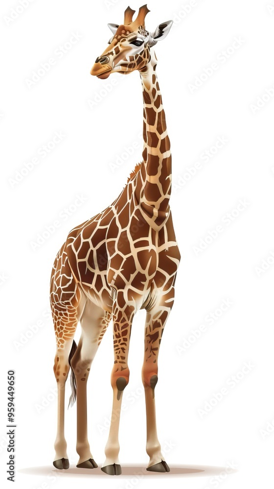 Obraz premium Vector Giraffe Standing Isolated 