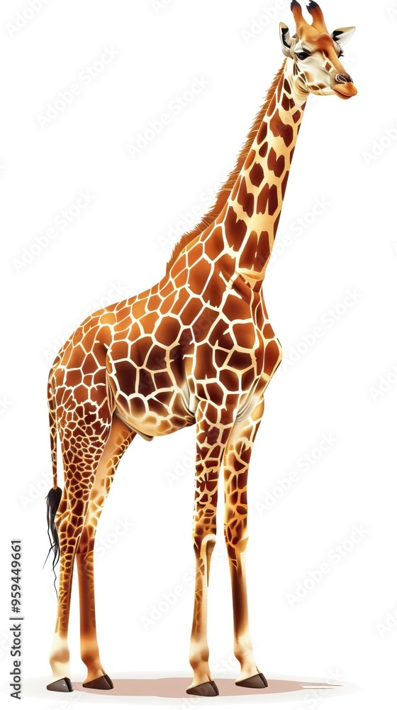 Obraz premium Vector Giraffe Standing Isolated 