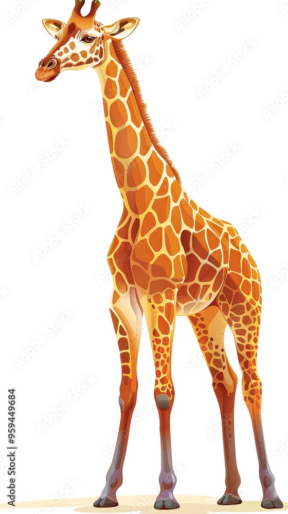 Obraz premium Vector Giraffe Standing Isolated 
