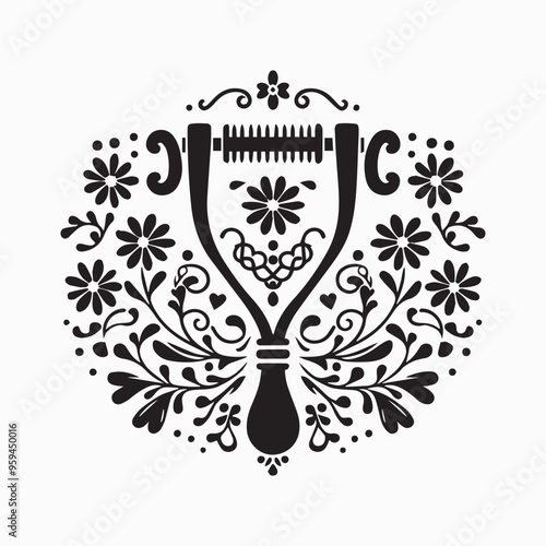 floral style gitter silhouette vector in white background editable eps 