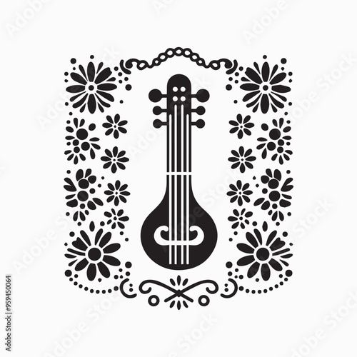 floral style gitter silhouette vector in white background editable eps 