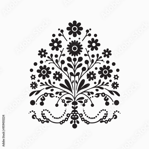 floral style gitter silhouette vector in white background editable eps 