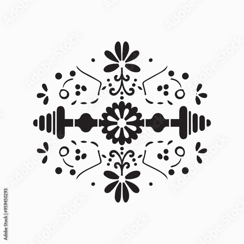 floral style gitter silhouette vector in white background editable eps 