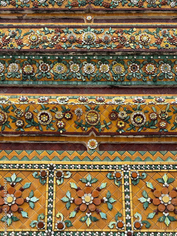 Close up of Thailand temple engraving and mural art pattern on wall, in different shapes, forms, and carved in every details, in various paint colors. Seamless background texture. Close up of Thailand temple engraving and mural art pattern on wall, in different shapes, forms, and carved in every details, in various paint colors. Seamless background texture.