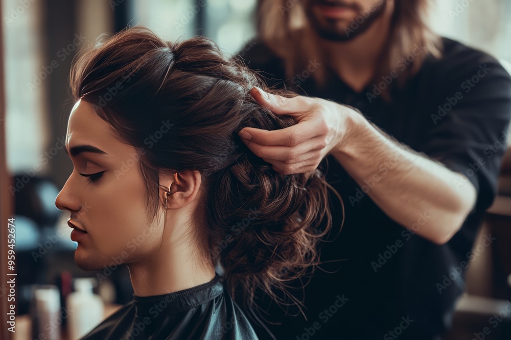 Fototapeta premium women getting their hair done in the salon, hairdo, hairstyle, hair salon