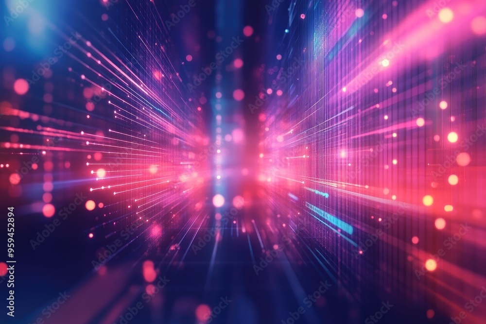 A dynamic burst of vibrant colors and lights representing digital data flow and energy in a futuristic space. A dynamic burst of vibrant colors and lights representing digital data flow and energy in a futuristic space.