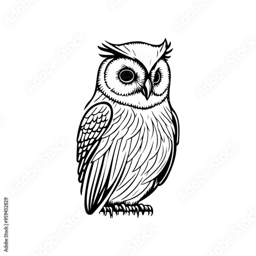 Owl Icon hand draw black halloween colour logo symbol perfect.