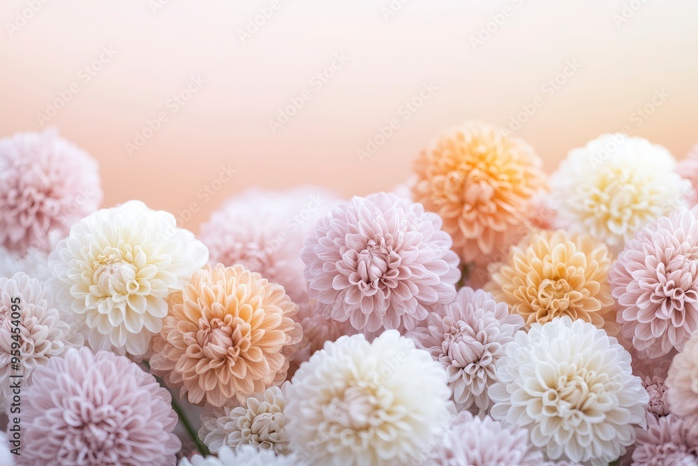 Fleurs Chrysanthème pomponettes, copy-space with generative ai Fleurs Chrysanthème pomponettes, copy-space with generative ai