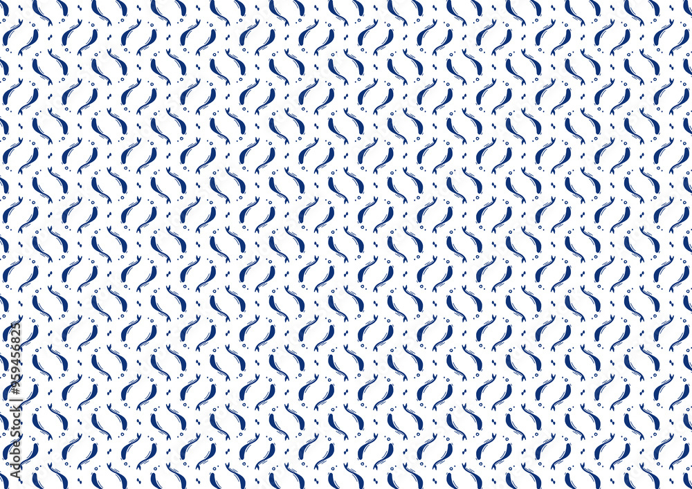 white and blue background abstract doodle art pattern seamless pattern with fishes white and blue background abstract doodle art pattern seamless pattern with fishes