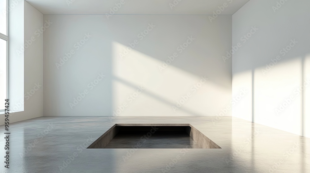 custom made wallpaper toronto digitalEmpty Room with Rectangular Hole in Concrete Floor