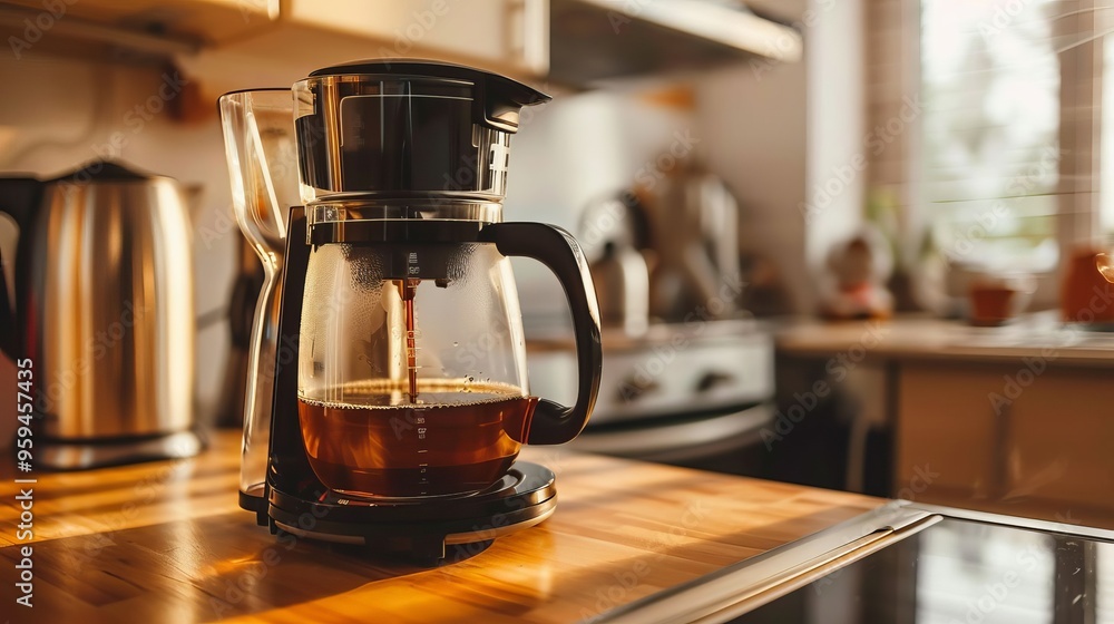 Cold Brew Coffee Maker on Wooden Countertop Cold Brew Coffee Maker on Wooden Countertop