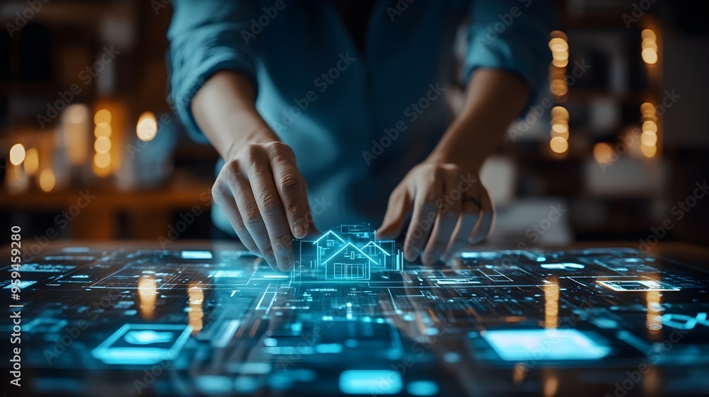 A couple comparing different home loann refinance offers on a table, selective focus, theme of digital finance, futuristic, Multilayer, minimalist home backdrop A couple comparing different home loann refinance offers on a table, selective focus, theme of digital finance, futuristic, Multilayer, minimalist home backdrop