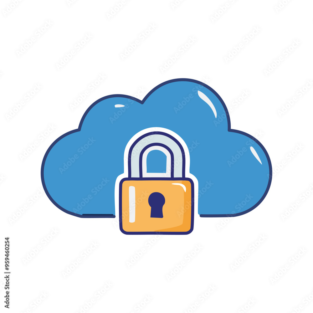 Cloud security lock. Secure data storage with cloud encryption and a strong padlock. Cloud security lock. Secure data storage with cloud encryption and a strong padlock.