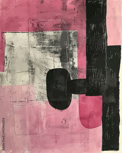 Abstract Expressionism: Pink and Black Palette