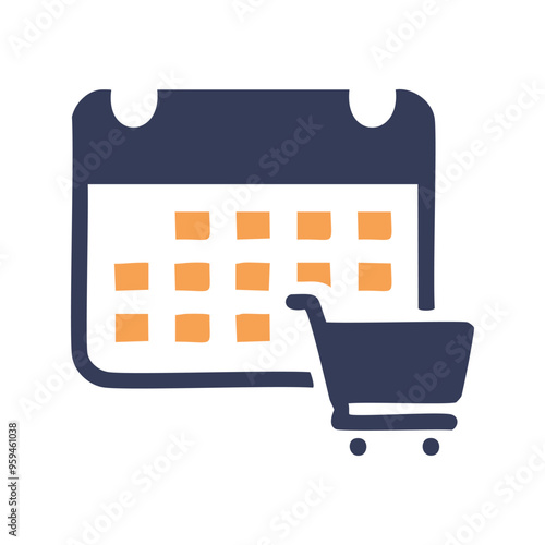 Calendar shopping cart. Calendar with a shopping cart, symbolizing planned shopping, budgeting, or sales.