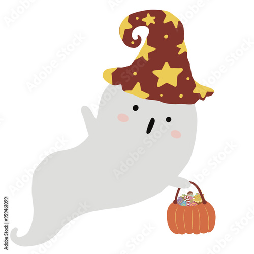 Halloween cute spooky charater costumes vector - vampire, ghost, witch, pumpkins, frankenstein