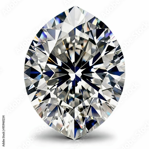 Brilliant Marquise-Cut Diamond with Reflective Facets