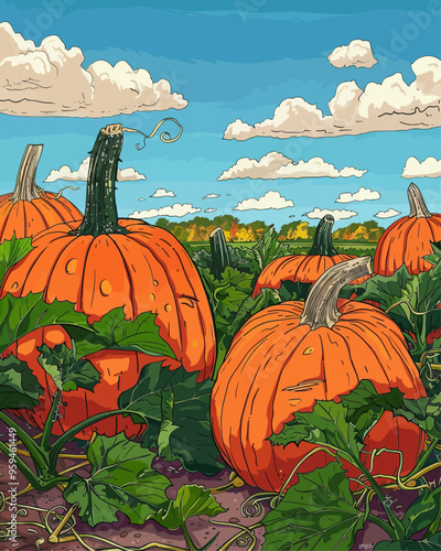 Autumn Harvest: A Field of Pumpkins