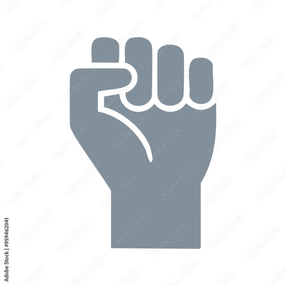 Obraz premium Raised fist icon. Simple icon of a clenched fist representing power, unity, and strength.