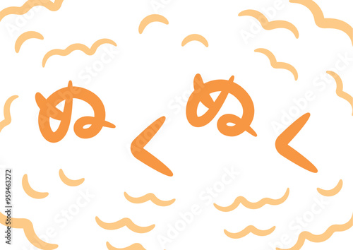 ぬくぬく（温かい・暖かいイメージの手書き文字）_横書きオレンジ