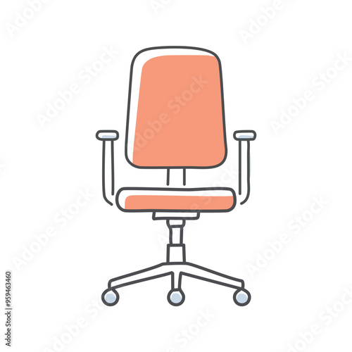 Office chair illustration. Hand-drawn illustration of a pink office chair, perfect for workplace or business designs.