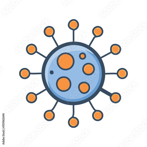 Virus icon. Simple cartoon illustration of a virus, symbolizing illness, infection, or disease.