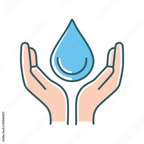 Save water drop. Two hands protecting a water drop, symbolizing water conservation, environmental awareness, and the importance of this precious resource.