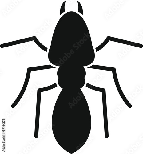 Simple vector illustration of a black ant silhouette crawling, perfect for any project needing a clear and recognizable insect icon
