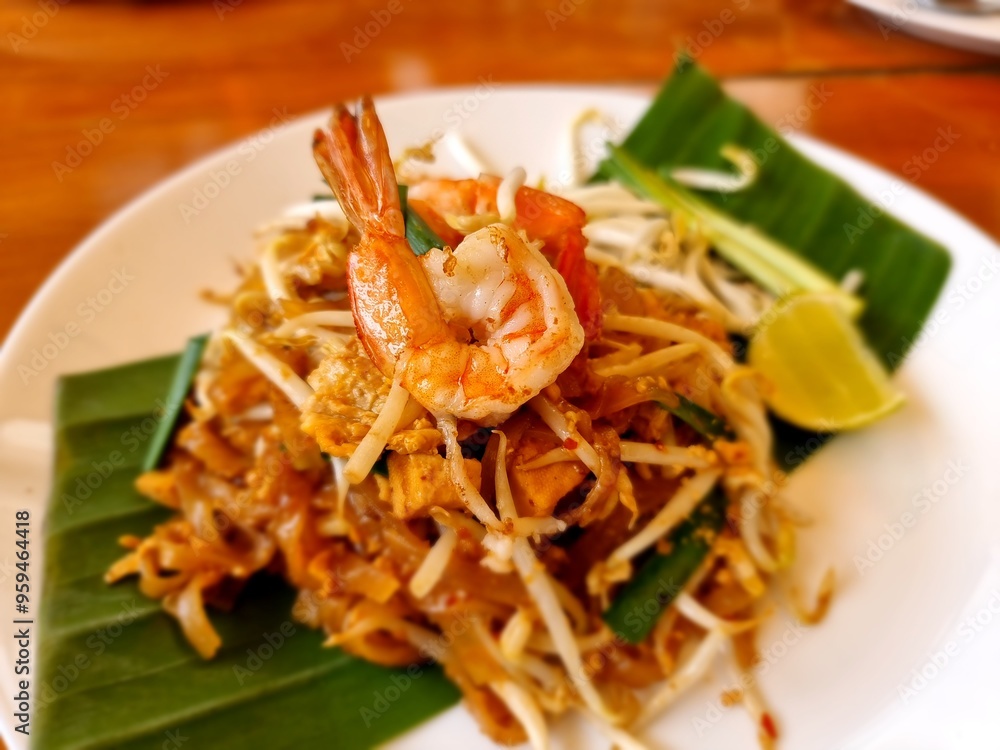 Pad Thai with Fresh Shrimp, a popular dish in Thailand
Chan noodles stir-fried with sweet and sour sauce, tofu, shrimp, bean sprouts and peanuts.
Pad Thai with Fresh Shrimp, a popular dish in Thailand
Chan noodles stir-fried with sweet and sour sauce, tofu, shrimp, bean sprouts and peanuts.
