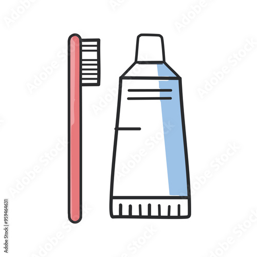 Toothbrush and paste. Clean teeth with a toothbrush and toothpaste for a healthy smile.