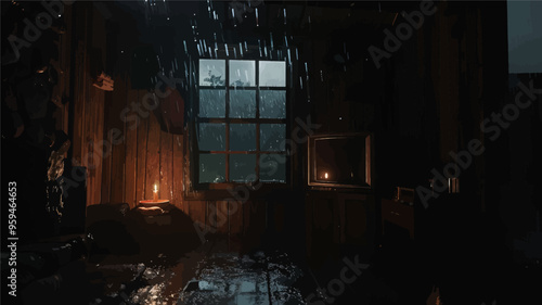 Dark and Stormy Night in a Wooden Cabin